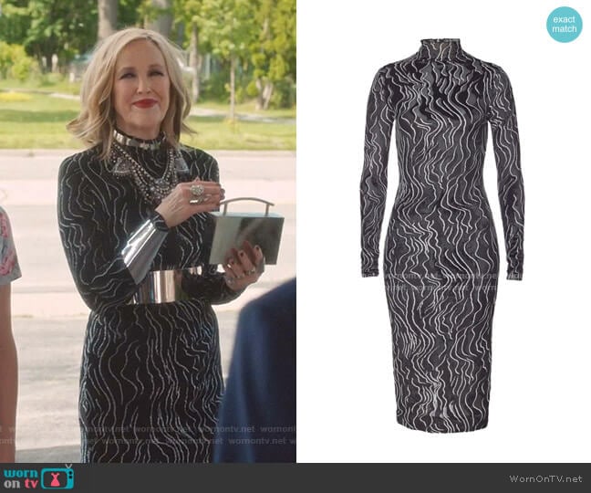 Turtleneck Midi Dress by Kenzo worn by Moira Rose (Catherine O'Hara) on Schitts Creek