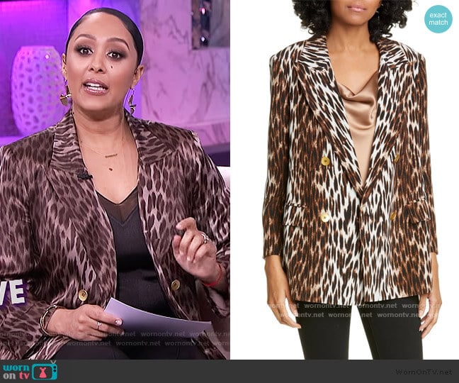 Taryn Leopard Blazer by L'Agence worn by Tamera Mowry on The Real