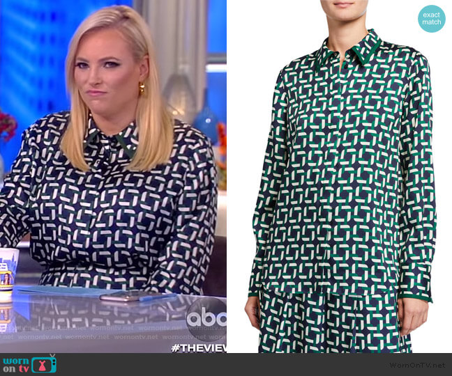 Julianne Geo Link Print Blouse by Lafayette 148 New York worn by Meghan McCain on The View