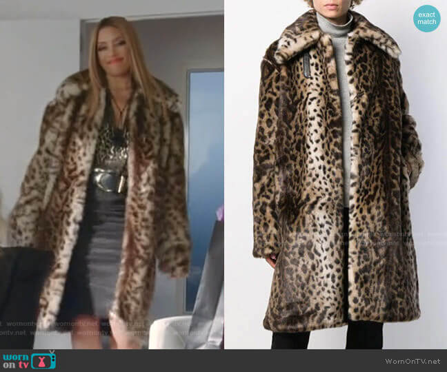 Leopard-Print Faux Fur Coat by Rokh worn by Dominique Deveraux (Michael Michele) on Dynasty