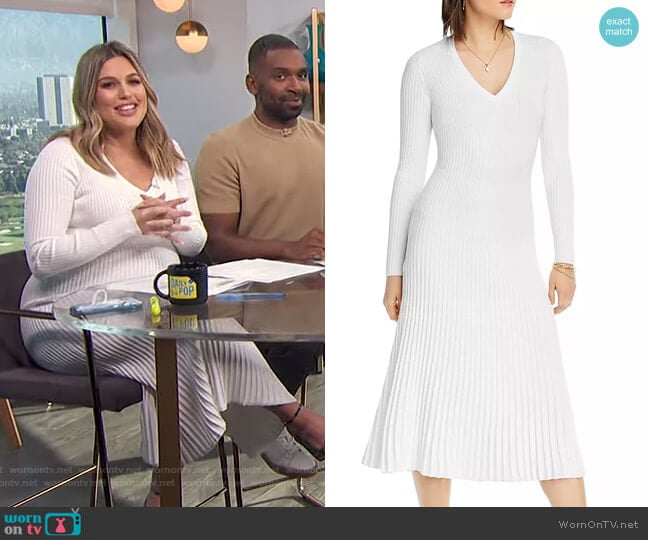 Carolyn Ribbed Sweater Dress by Lini worn by Carissa Loethen Culiner on E! News