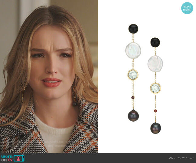 Bon Vivant Earrings by Lizzie Fortunato worn by Kirby Anders (Maddison Brown) on Dynasty