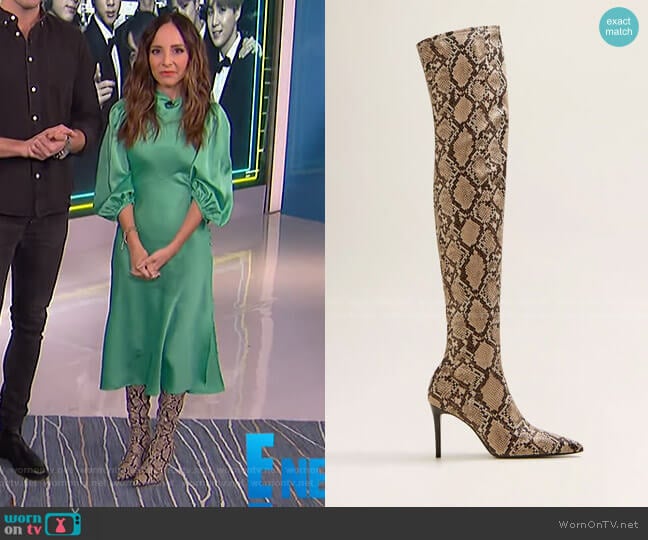 Snake Effect High-Leg Boots by Mango worn by Lilliana Vazquez on E! News