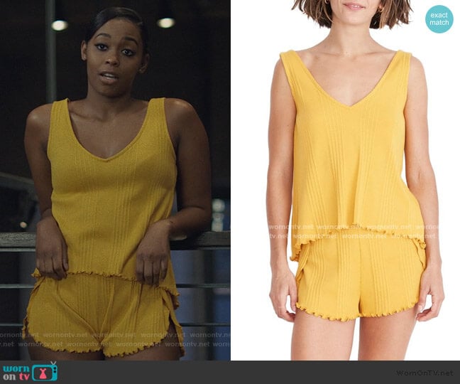 Ribbed Knit Pajama Tank Top and Shorts by Madewell worn by Anissa Pierce (Nafessa Williams) on Black Lightning