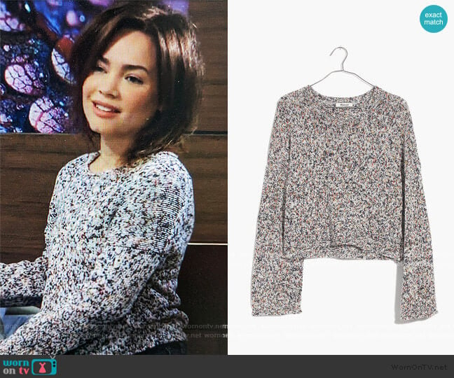 Madewell Brownstone Flecked Sweater worn by Elizabeth Webber (Rebecca Herbst) on General Hospital