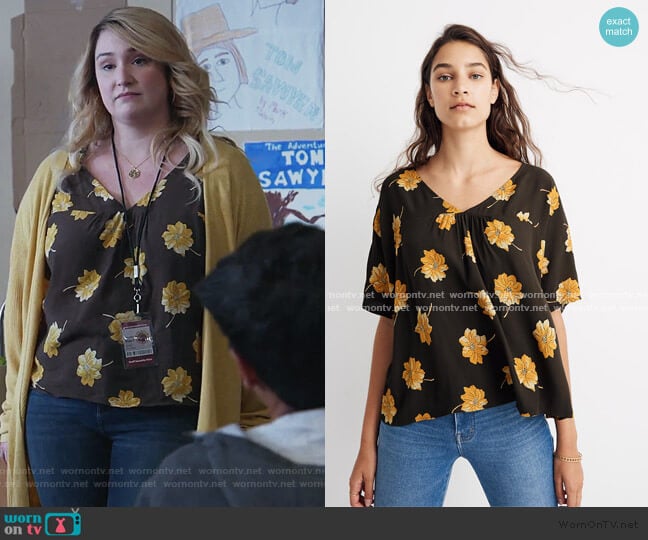 Rhyme Top in Fall Flowers by Madewell worn by Davia (Emma Hunton) on Good Trouble