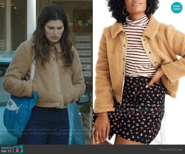 Madewell Sherpa Portland Jacket worn by Rio (Lake Bell) on Bless This Mess