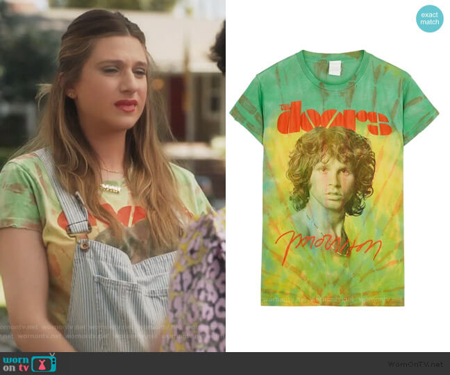 The Doors Morrison tie-dye cotton T-shirt by Madeworn worn by Nomi Segal (Emily Arlook) on Grown-ish