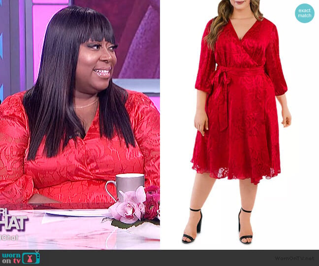 Silk Burnout Wrap Dress by Maree Pour Toi worn by Loni Love on The Real