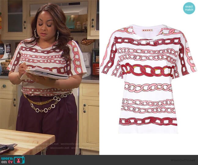 Chain Link Print T-shirt by Marni worn by Raven Baxter (Raven-Symoné) on Ravens Home