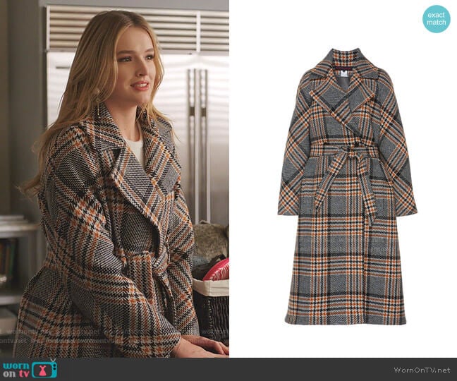 Belted Checked Wool Coat by Martin Grant worn by Kirby Anders (Maddison Brown) on Dynasty