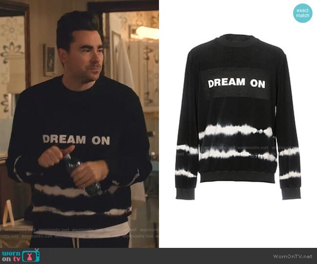 Dream On Sweatshirt by Mauna Kea worn by David Rose (Daniel Levy) on Schitts Creek