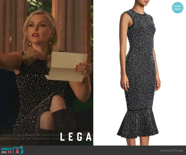 Sleeveless Crystal-Embroidered Trumpet Cocktail Dress by Michael Kors Collection worn by Alexis Carrington (Elaine Hendrix) on Dynasty