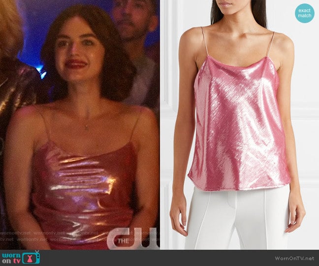 Michael Lo Sordo Metallic velvet camisole worn by Katy Keene (Lucy Hale) on Katy Keene