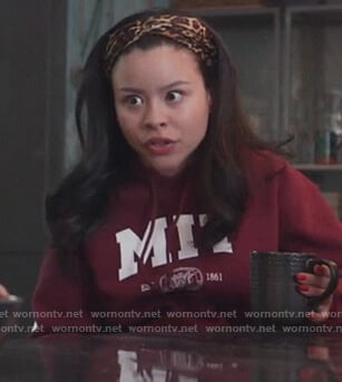 Wornontv Mariana S Red Mit Sweatshirt On Good Trouble Cierra Ramirez Clothes And Wardrobe From Tv