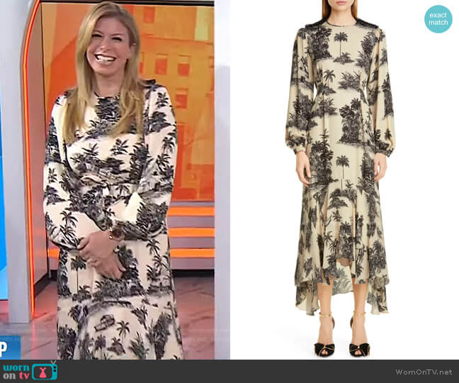 Nostalgia Del Pasado Toile Palm Print Dress by Johanna Ortiz worn by Jill Martin on Today