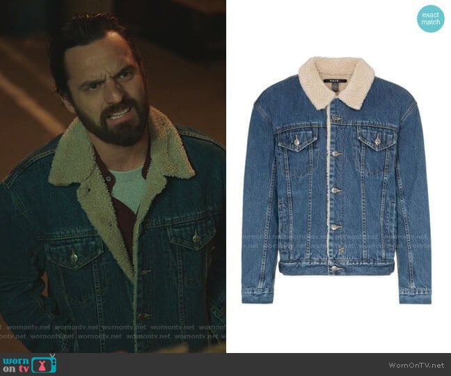 Oh G Borg Denim Jacket by Ksubi worn by Jake Johnson on Stumptown