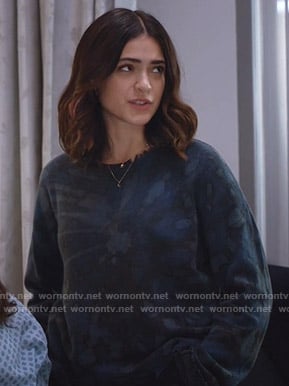 Olive's blue distressed tie-dye sweater on Manifest