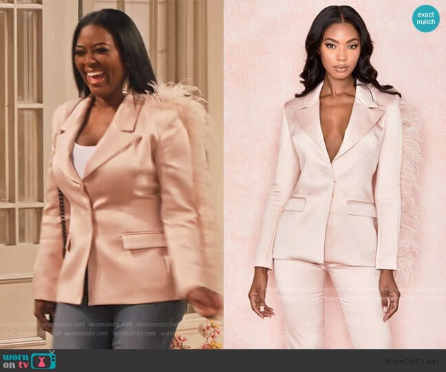 WornOnTV: Kenya Moore’s pink blazer with leather trim on Family Reunion ...