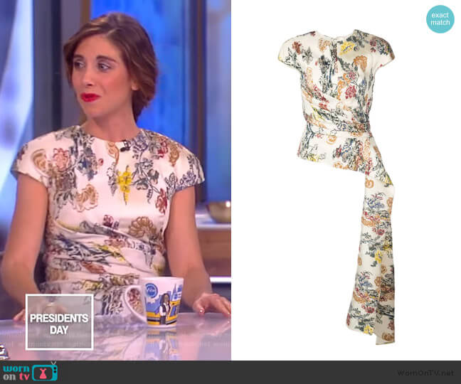 Floral Fil Coupe Blouse by Oscar De La Renta worn by Alison Brie on The View