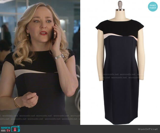 Cap Sleeve Satin Crepe Dress by Paule Ka worn by Marissa Morgan (Geneva Carr) on Bull