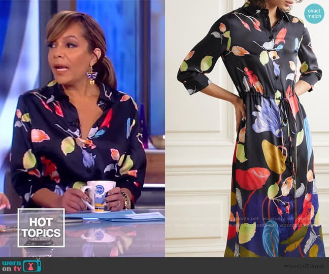 Floral Print Satin Faille Shirtdress by Peter Pilotto worn by Sunny Hostin on The View