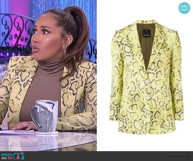 WornOnTV: Adrienne’s yellow snakeskin blazer and pants on The Real ...