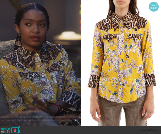 WornOnTV: Zoey’s floral and leopard western shirt on Grown-ish | Yara ...