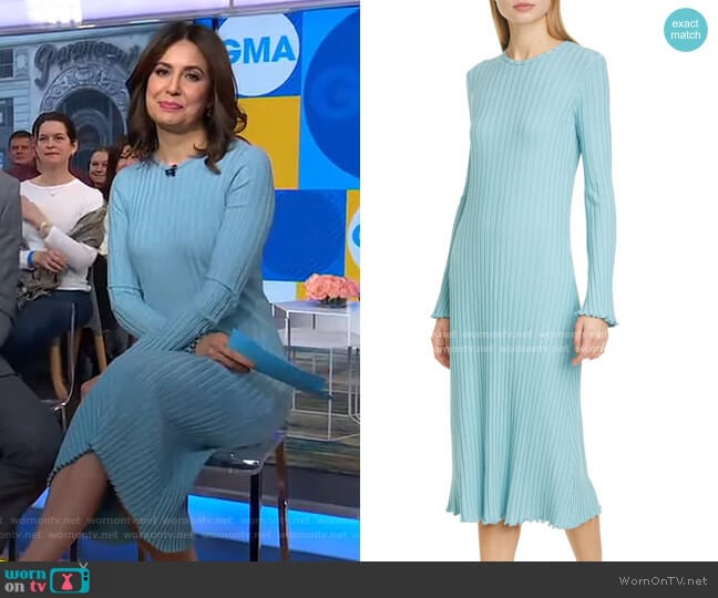 WornOnTV: Cecilia’s blue ribbed midi dress on Good Morning America ...