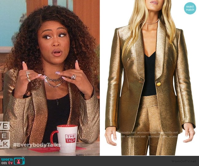 Dahlia Metallic Blazer by Ramy Brook worn by Eve on The Talk