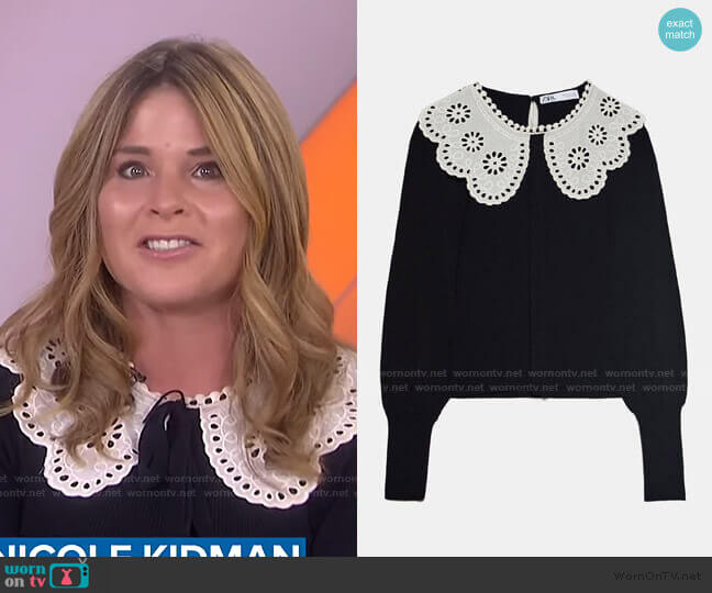 Ribbed Contrasting Sweater by Zara worn by Jenna Bush Hager  on Today