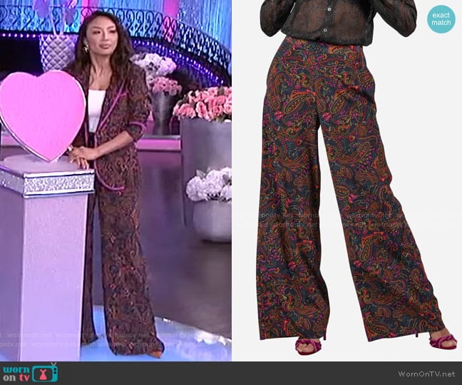 Cora Silk Pants by Robert Graham worn by Jeannie Mai on The Real