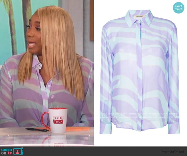 Zebra Print Shirt by Roberto Cavalli worn by Nene Leakes on The Talk