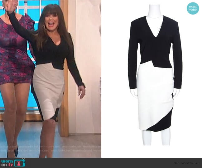 Monochrome Colorblock Dress by Roland Mouret worn by Marie Osmond on The Talk