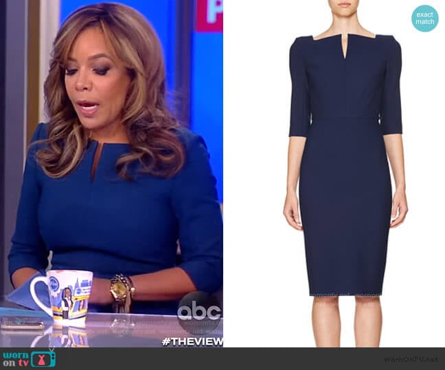 3/4-Sleeve Split-Neck Sheath Dress by Roland Mouret worn by Sunny Hostin on The View