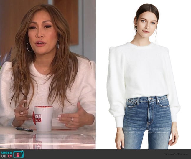 Carina Sweater by Ronny Kobo worn by Carrie Inaba on The Talk