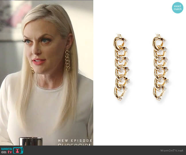 Liberta Crystal Chain Earrings by Rosantica worn by Alexis Carrington (Elaine Hendrix) on Dynasty