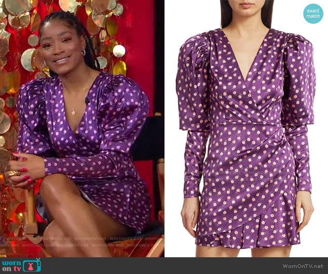 Aiken Puff Sleeve Mini Dress by Rotate Birger Christensen worn by Keke Palmer on Good Morning America