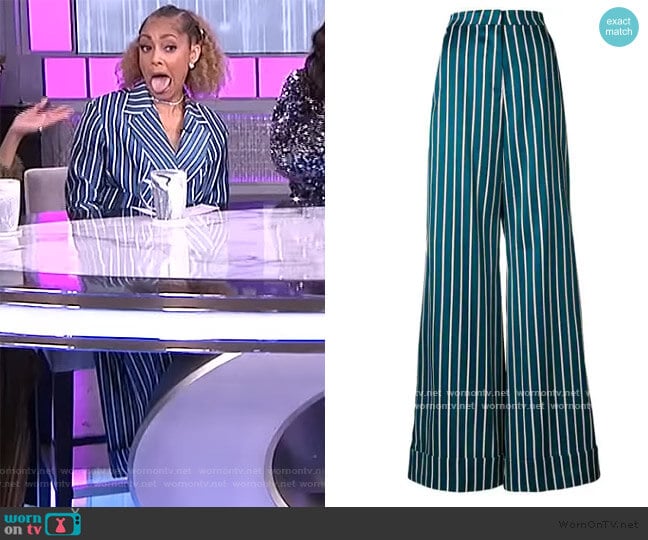 Striped Palazzo Trousers by Self Portrait worn by Amanda Seales on The Real