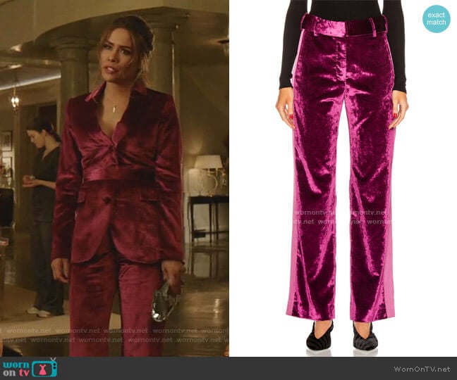 WornOnTV: Cristal’s red velvet belted suit on Dynasty | Daniella Alonso ...