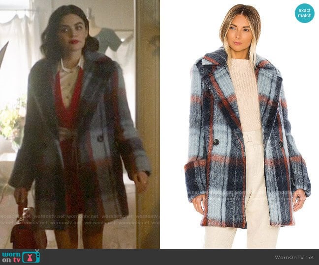 Smythe Car Coat in Mohair Plaid  worn by Katy Keene (Lucy Hale) on Katy Keene