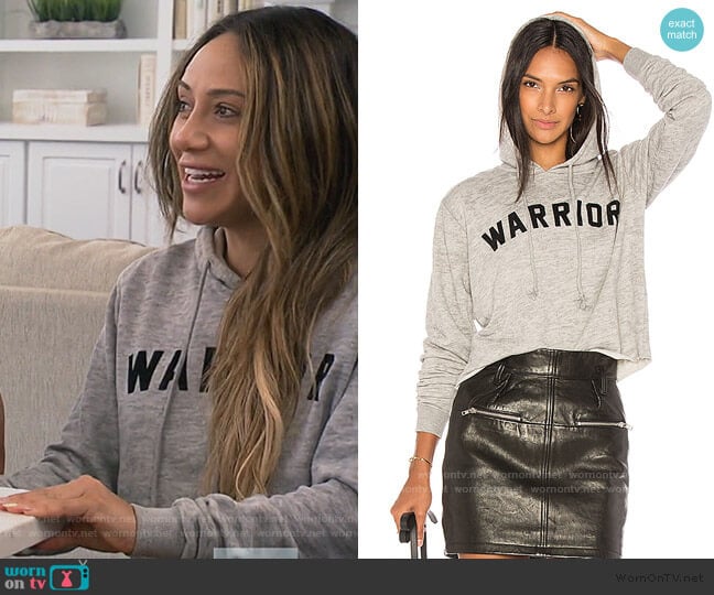 Warrior Arch Crop Hoodie by Spiritual Gangster worn by Melissa Gorga on The Real Housewives of New Jersey