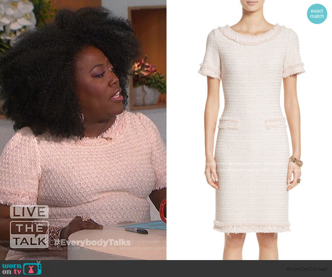 Lais Metallic Tweed Sheath Dress by St. John Collection worn by Sheryl Underwood on The Talk