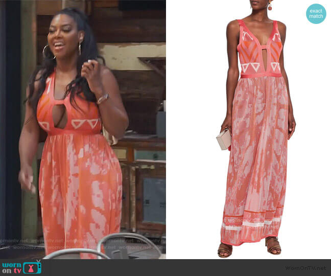 Cutout Crochet-Knit Maxi Dress by Talitha worn by Kenya Moore on The Real Housewives of Atlanta