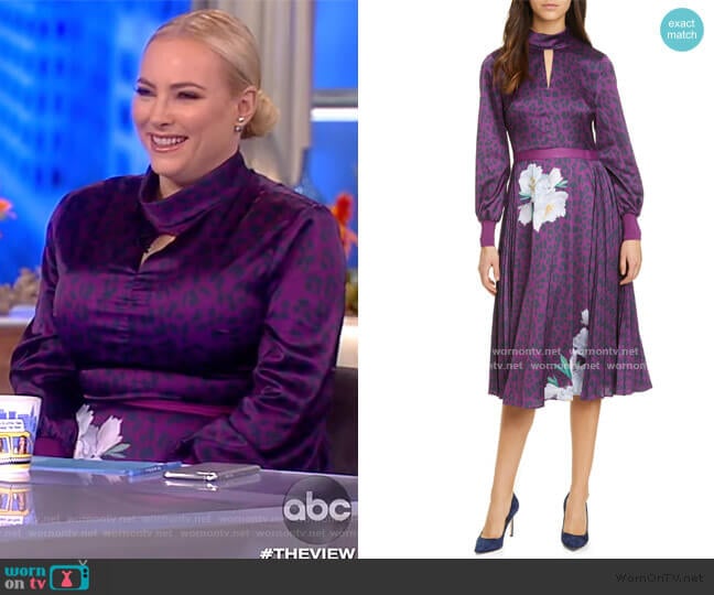 WornOnTV: Meghan’s purple leopard mock neck dress on The View | Meghan ...