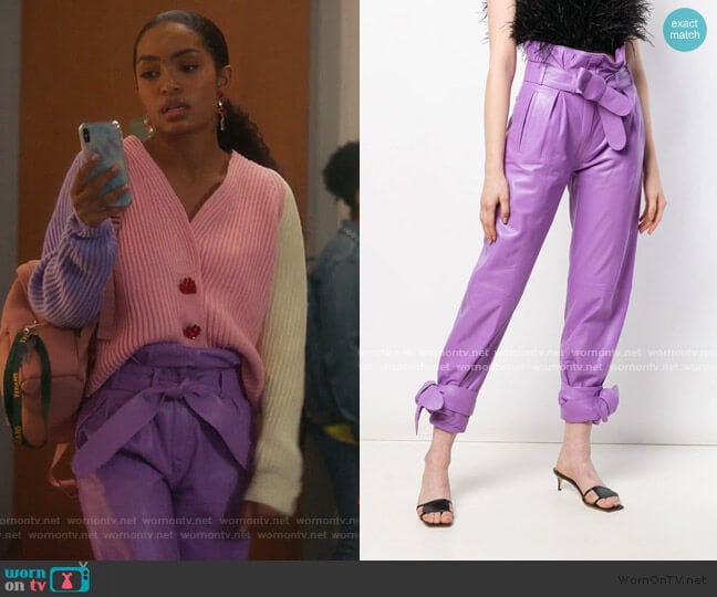 Cropped Paperbag Trousers by The Attico worn by Zoey Johnson (Yara Shahidi) on Grown-ish