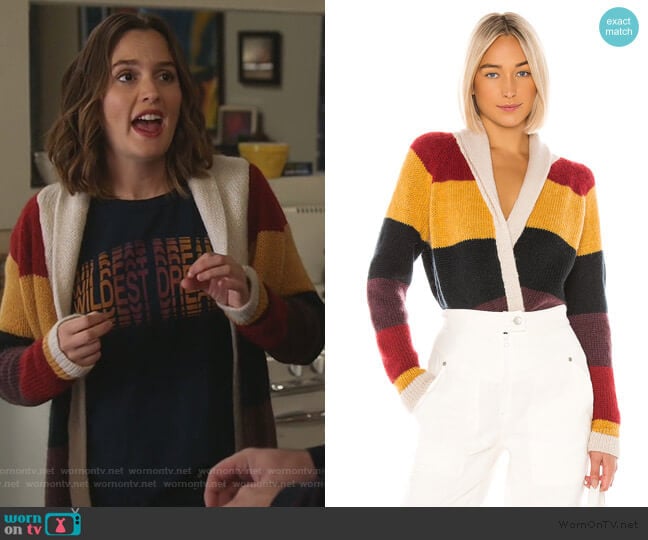 The Stripe Lodge Cardigan by The Great worn by Angie (Leighton Meester) on Single Parents