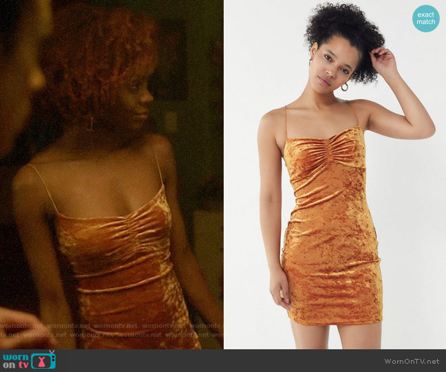 UO Kendall Crushed Velvet Mini Dress worn by Josie McCoy (Ashleigh Murray) on Katy Keene