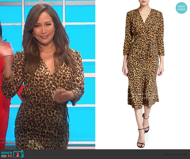 WornOnTV: Carrie’s leopard v-neck ruched dress on The Talk | Carrie ...