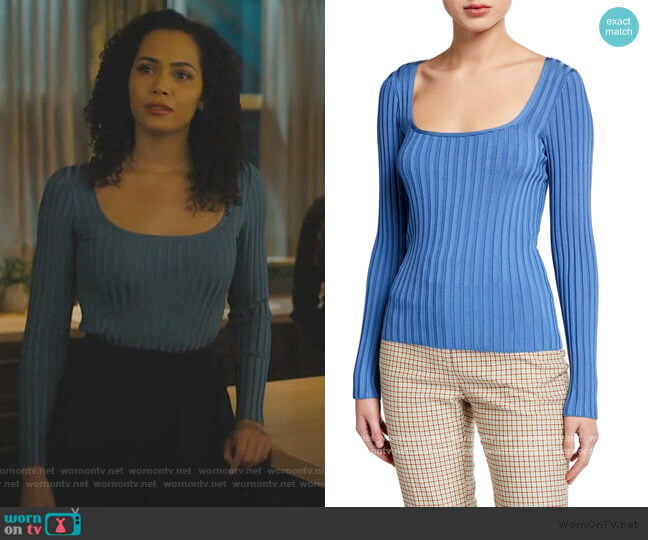 Clara Scoop-Neck Sweater Veronica Beard worn by Macy Vaughn (Madeleine Mantock) on Charmed